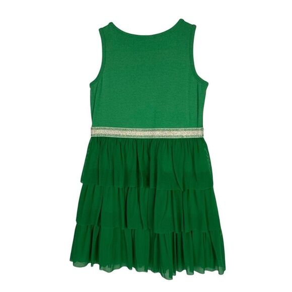 Hanna Andersson Girls 6-7 Swish Sparkle Dress With Tulle Tiers Green - Picture 4 of 7